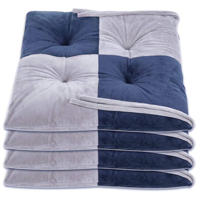 4 IN 1 PACK CHAIR PADS SEAT CUSHIONMACHINE WASH DRYER FRIENDLY FMIX COLOR 1616 NAVY GREY