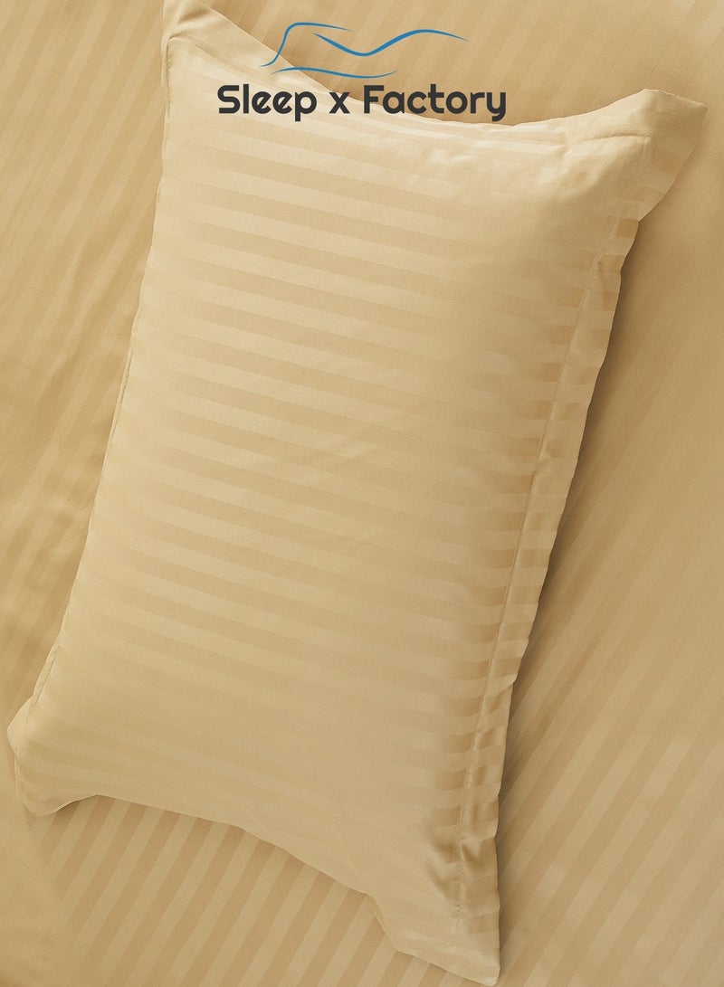 Sleep x Factory Rest Dose Hotel Comforter Set – 7 Pieces – Soft Touch – Striped Beige – 260x240 cm - Image 4