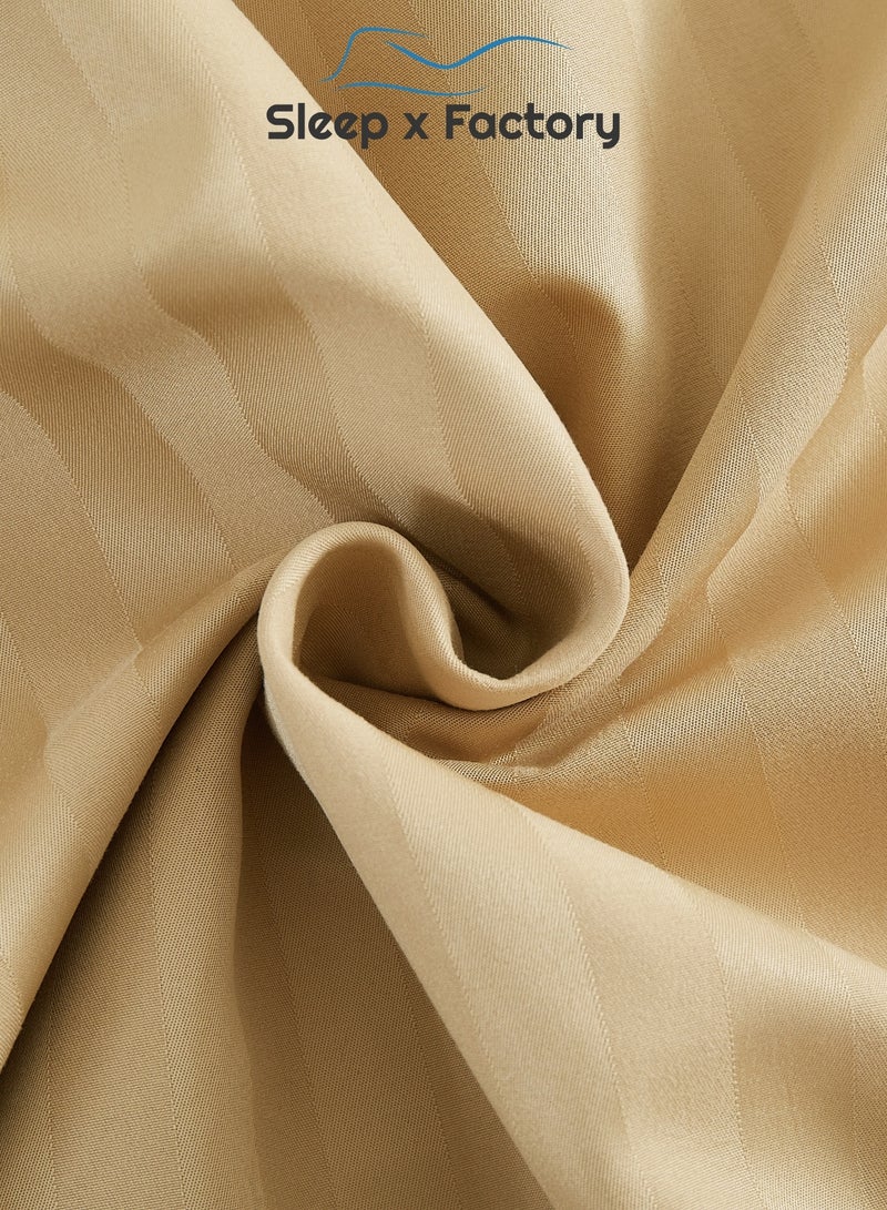 Sleep x Factory Rest Dose Hotel Comforter Set – 7 Pieces – Soft Touch – Striped Beige – 260x240 cm - Image 5