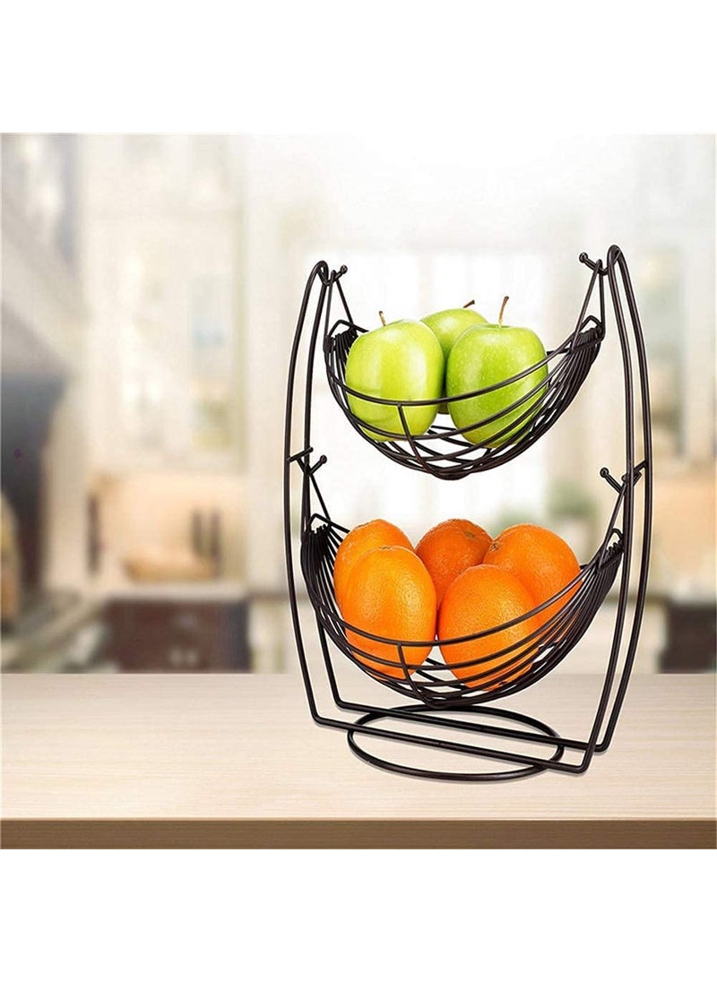 ROLLYWARE ROLLYWARE Stainless Steel Classic 2 Tier Stand Rustfree Swing Fruit Vegetable Basket Vegetable Stand For Storage Vegetable Rack For Kitchen Fruit Vegetable Organizer4kg Capacity_Black  - Image 4