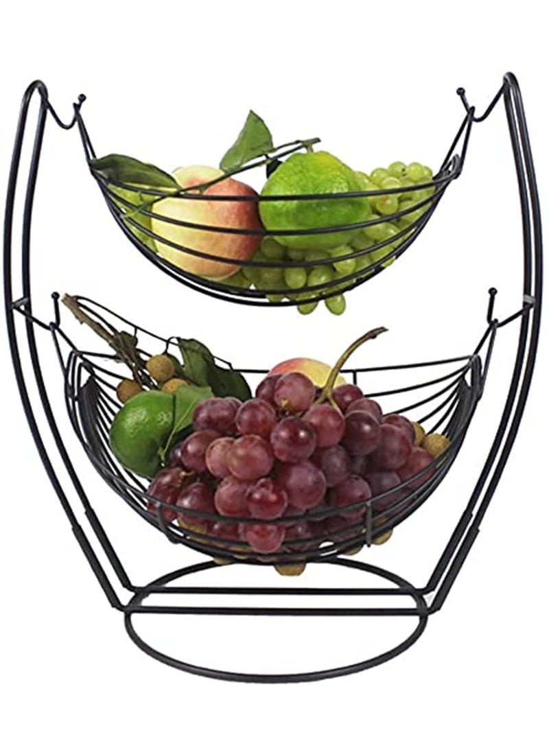 ROLLYWARE ROLLYWARE Stainless Steel Classic 2 Tier Stand Rustfree Swing Fruit Vegetable Basket Vegetable Stand For Storage Vegetable Rack For Kitchen Fruit Vegetable Organizer4kg Capacity_Black  - Image 3