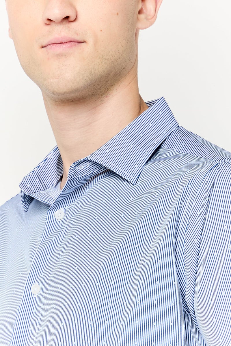 Scotch & Soda Men Modern Fit Stripe Long Sleeves Dress Shirt, Multicolor - Image 3