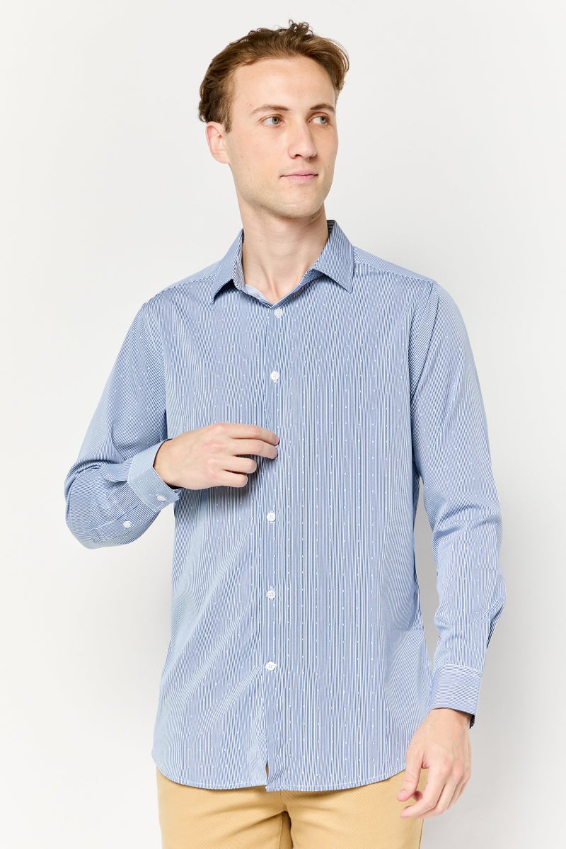 Scotch & Soda Men Modern Fit Stripe Long Sleeves Dress Shirt, Multicolor - Image 1