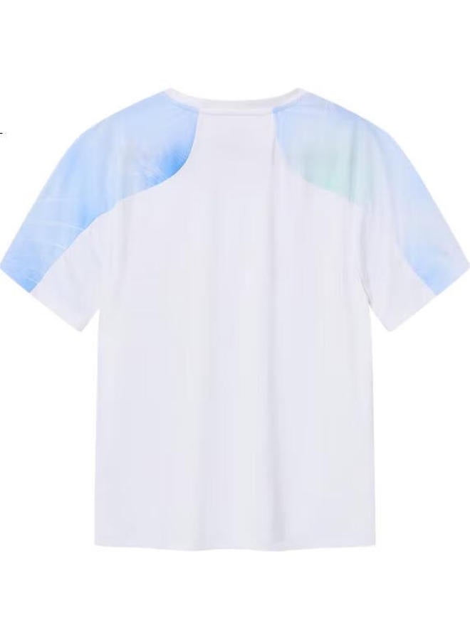 Erke Kids' Round Neck Short Sleeve Pure White T-Shirt For Boys And Girls In School, Size 170 - Image 1