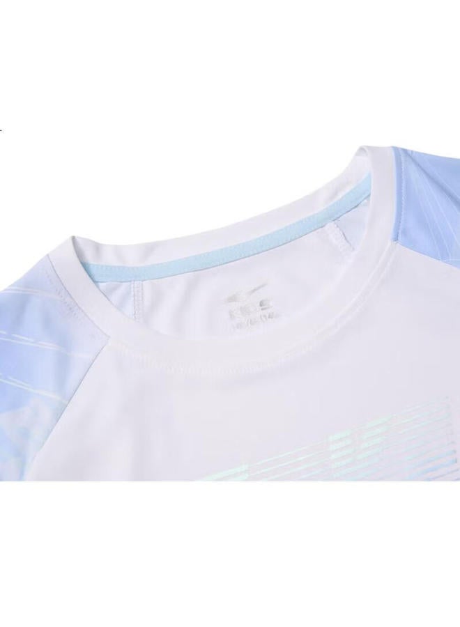 Erke Kids' Round Neck Short Sleeve Pure White T-Shirt For Boys And Girls In School, Size 170 - Image 3