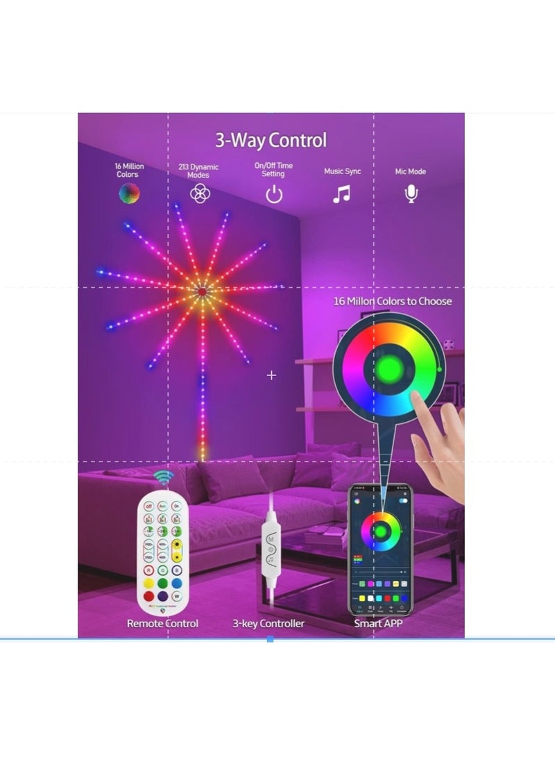 ELTRAZONE Smart Firework Led Lights USB Powered Room Decor, Color Changing Fireworks Led Lights for Bedroom with Launch Burst Effect, RGB Led Strip Lights