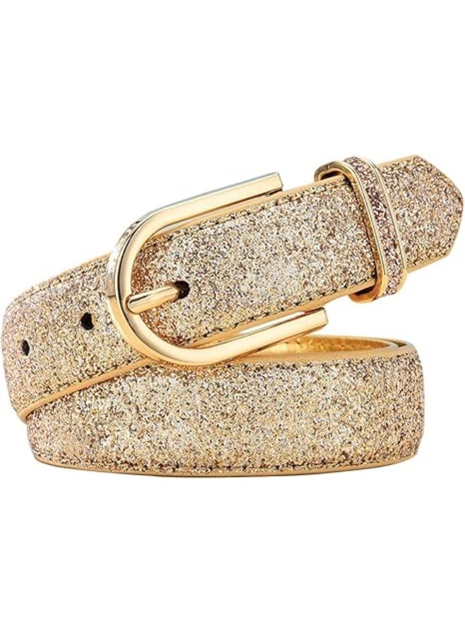 Goolsky Fashion Sparkly PU Leather Waist Belts for Women Formal Dresses Jeans - Image 1
