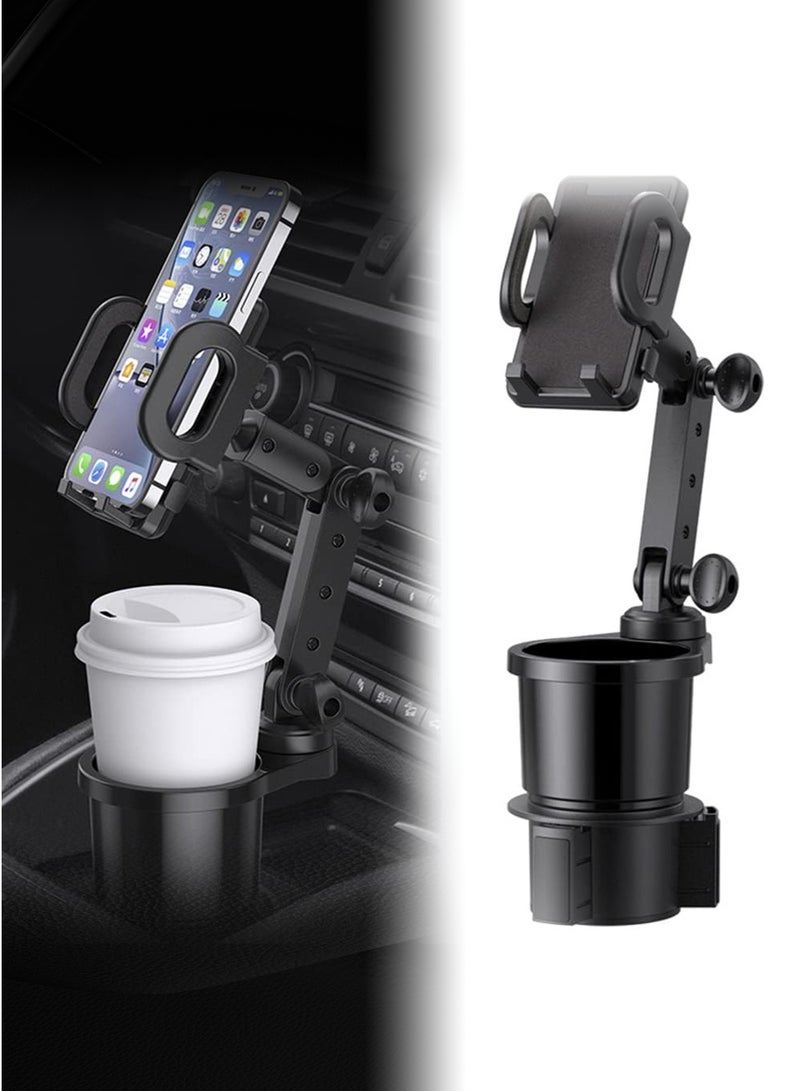 2 in 1 Universal Cell Phone Holder Car Cupholder, Cup Holder Phone Mount for Car, Phone Mount for Car with 360° Rotation Fit for Most Cars - Image 1
