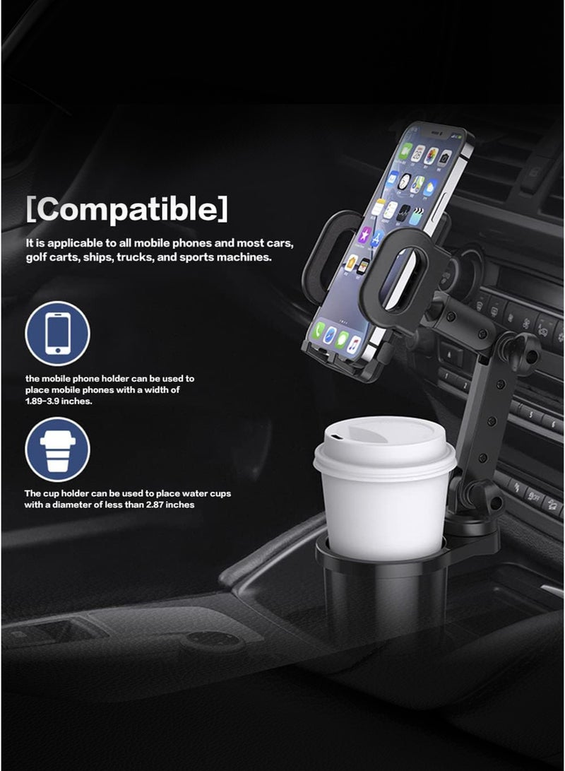 2 in 1 Universal Cell Phone Holder Car Cupholder, Cup Holder Phone Mount for Car, Phone Mount for Car with 360° Rotation Fit for Most Cars - Image 3