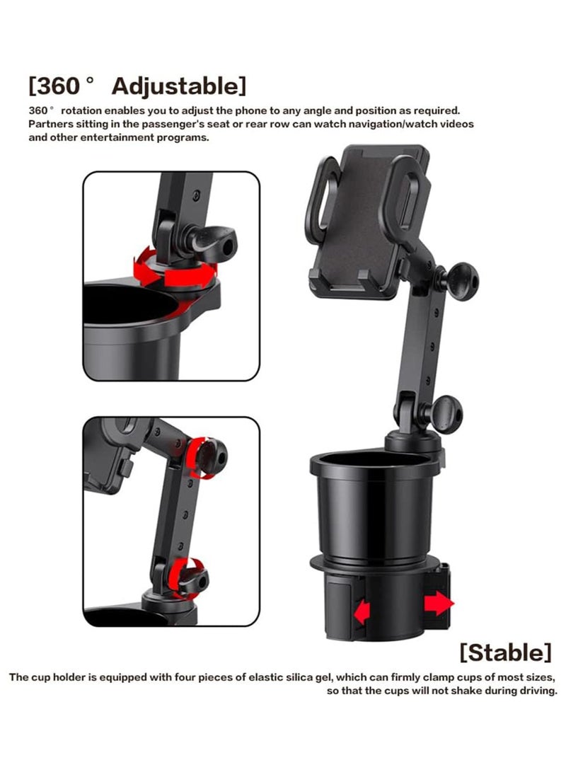 2 in 1 Universal Cell Phone Holder Car Cupholder, Cup Holder Phone Mount for Car, Phone Mount for Car with 360° Rotation Fit for Most Cars - Image 4