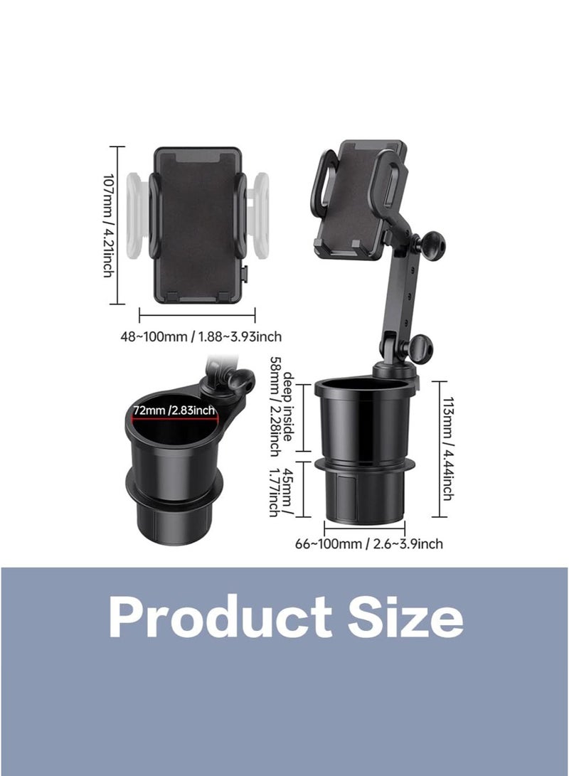 2 in 1 Universal Cell Phone Holder Car Cupholder, Cup Holder Phone Mount for Car, Phone Mount for Car with 360° Rotation Fit for Most Cars - Image 5