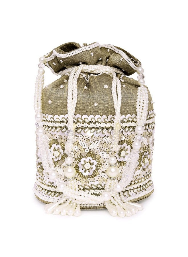 Peora Brown Potli Purses for Women Handmade Evening Handbag Stylish Bridal Fashion Wristlet Bag for Girls (P46BR) - Image 1