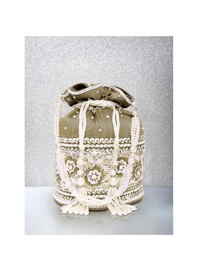 Peora Brown Potli Purses for Women Handmade Evening Handbag Stylish Bridal Fashion Wristlet Bag for Girls (P46BR) - Image 5