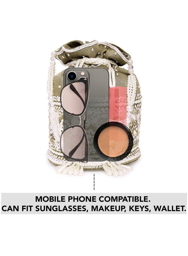 Peora Brown Potli Purses for Women Handmade Evening Handbag Stylish Bridal Fashion Wristlet Bag for Girls (P46BR) - Image 3