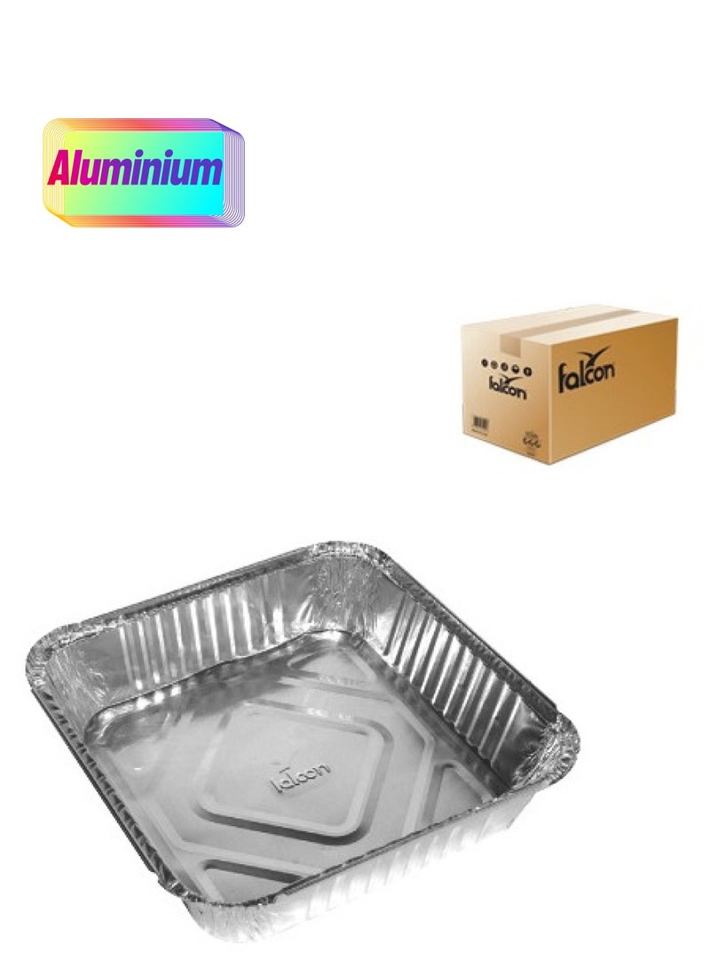 Falconpack Disposable Aluminium Food Storage Container Rectangle   83241 With Lid 200pc 210X210X60mm