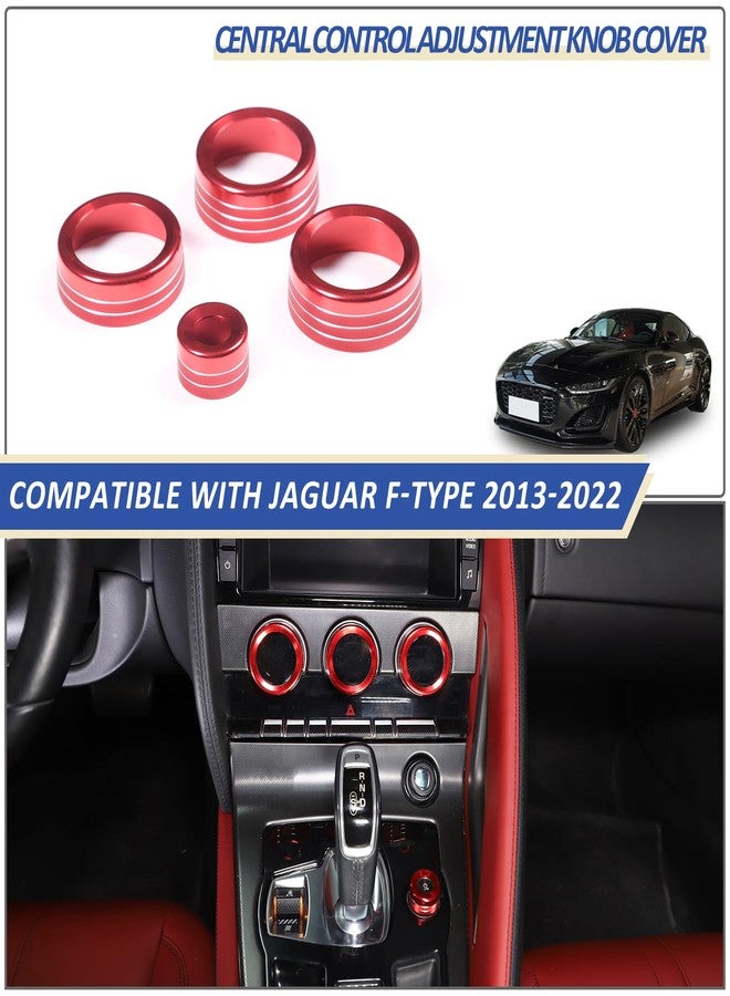 Daeiclru Central Control Adjustment Knob Compatible with Jaguar F-Type 2013-2022, Aluminum Alloy AC Air Conditioner Switch Volume Tune Knob Button Ring Accessories, 4PCS (Red) - Image 5