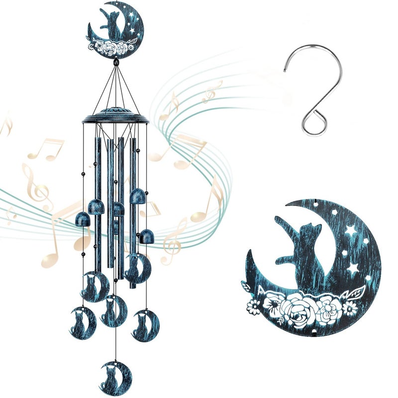 LESES Wind Chimes Cat Memorial Wind Chime for Outside Cat Lover Gifts for Women Grandma 35 Sympathy Wind Chimes Outdoor Clearance Home Garden Decoration Windchimes for Yard Patio