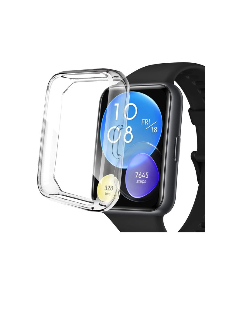 Case Compatible with Huawei Watch Fit 2 Protective Case, Flexible TPU Full Protection Screen Protector Cover Scratch-Resistant Screen Protector Case For Huawei Fit 2 (Clear) - Image 1
