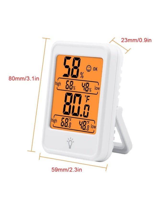 KASTWAVE Hygrometer Humidity Gauge Indicator Digital Indoor Thermometer Room Temperature and Humidity Monitor with Touch Backlight White [1 Pack] - Image 1