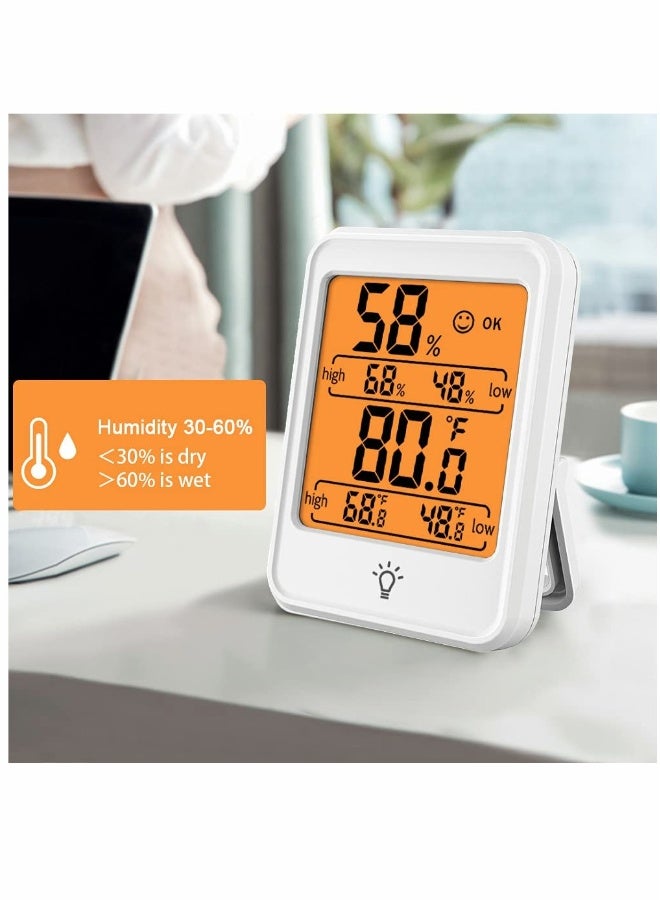 KASTWAVE Hygrometer Humidity Gauge Indicator Digital Indoor Thermometer Room Temperature and Humidity Monitor with Touch Backlight White [1 Pack] - Image 4