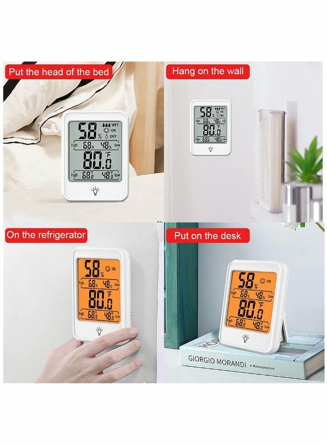 KASTWAVE Hygrometer Humidity Gauge Indicator Digital Indoor Thermometer Room Temperature and Humidity Monitor with Touch Backlight White [1 Pack] - Image 5