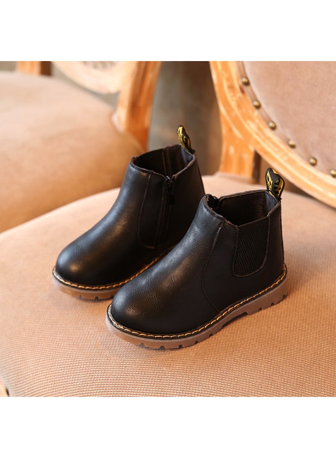 Autumn And Winter New Children's Shoes Boys' Short Boots British Leather Boots Girls' Single Boots Retro Big Children's Martin Boots Trendy