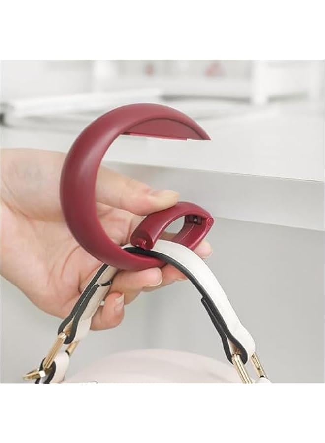Foldable Desktop Clip Hooks,2-Pack Rod Hook,Purse Holder,Backpack Bag Hook for Hanging Decor,Storage Hanger for Home Closet Public Table (Red)  - Image 1