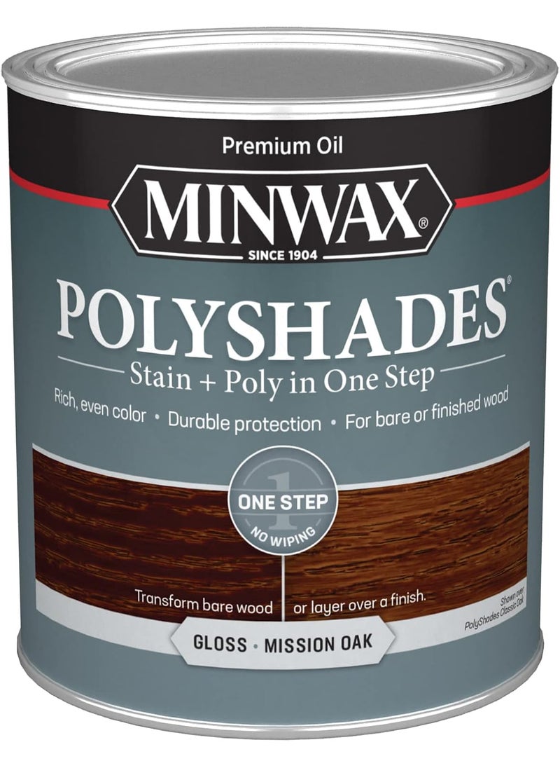 Minwax 1 qt Minwax 61485 Mission Oak PolyShades Wood Stain And Polyurethane Gloss  - Image 1