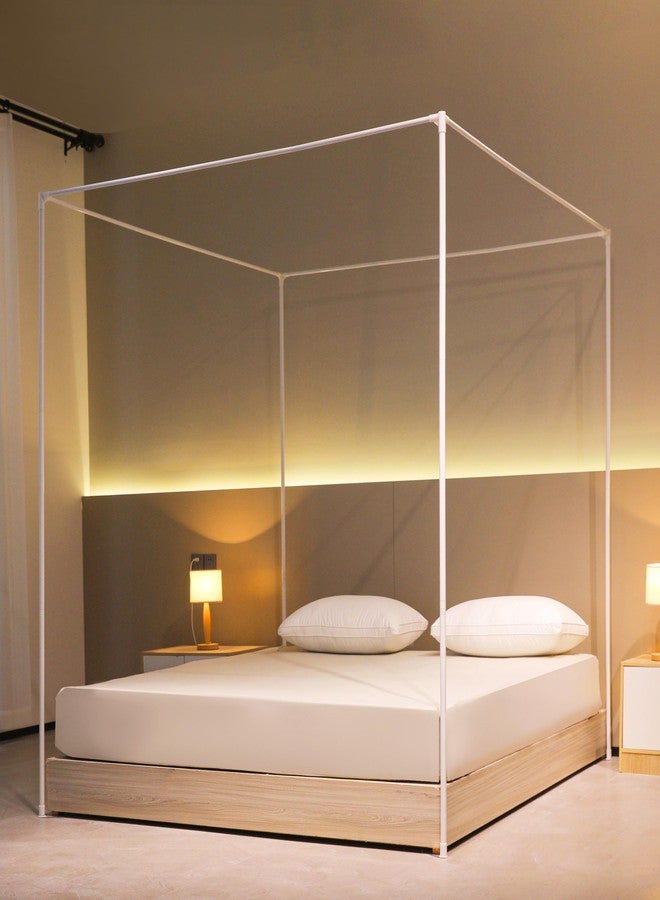 Beyeutao Canopy Bed Frame Twin White Four Poster Bed Frame Metallic Four Poster Bed Curtains Frame 4 Poster Mosquito Net Frame Indoor. - Image 1