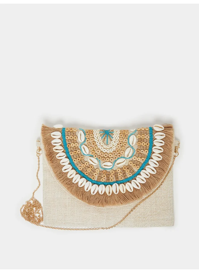 Styli Styli Embroidered Clutch with Detachable Strap