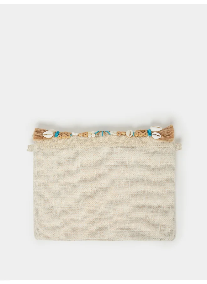 Styli Styli Embroidered Clutch with Detachable Strap