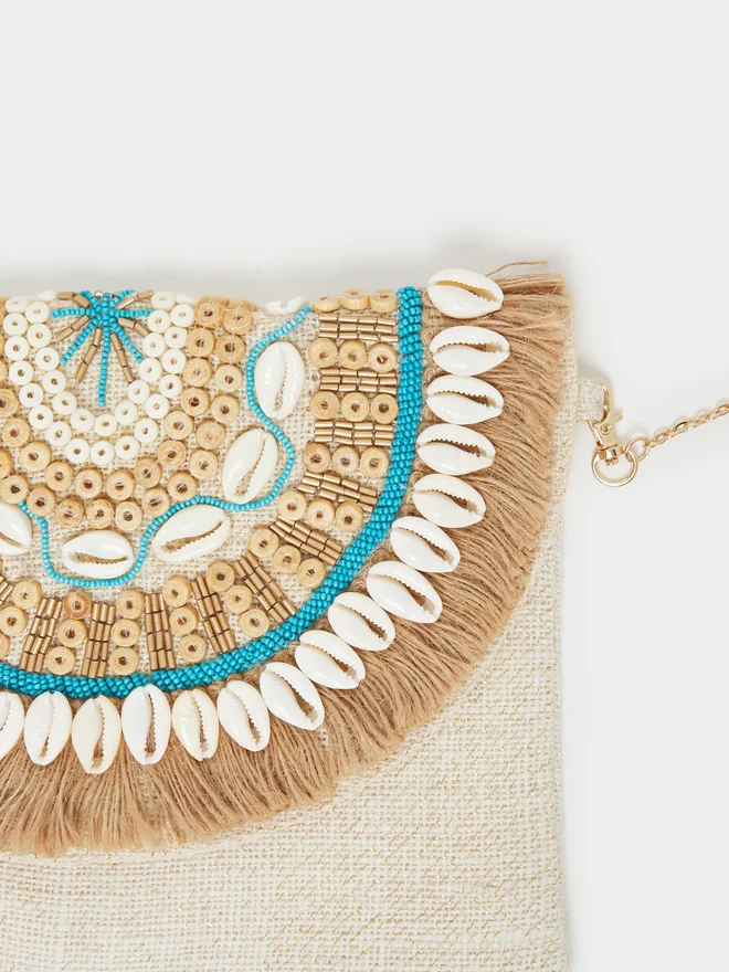 Styli Styli Embroidered Clutch with Detachable Strap