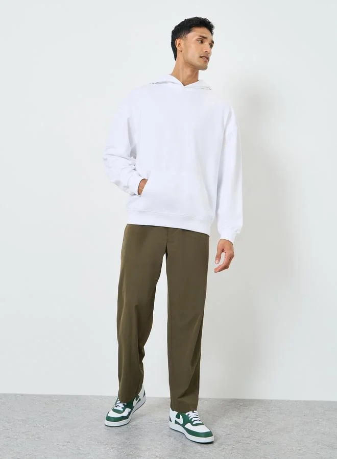 ستايلي هودي صوف سميك بقصة واسعة وطبعة نسيج معلق