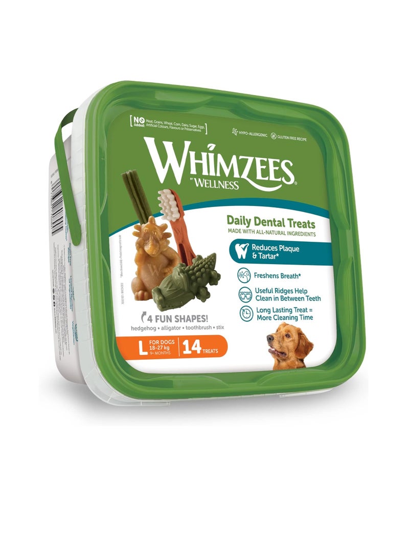 WHIMZEES By Wellness Variety Box Dental Mixed Shapes Size L 14 Pieces Natural and Grain Free Dog Chews Dog Dental Sticks for Large Breeds No Added Sugar  - Image 2