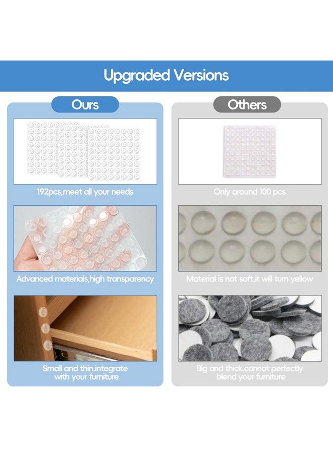 Cerpourt Silicone Cabinet Door Bumpers Round 192pcs Clear Rubber Bumpers Self Adhesive Furniture Pads,Clear Adhesive Bumper Pads Surface Protection for Wall, Drawers, Picture Frames, Cupboard Door Bumpers - Image 3