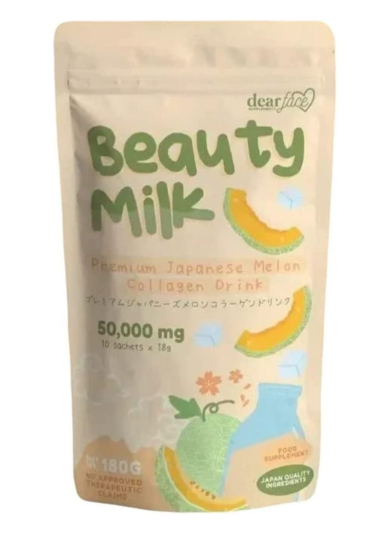 dear face - Beauty Milk Premium Japanese Melon 10 sachets x 18 g - Image 1