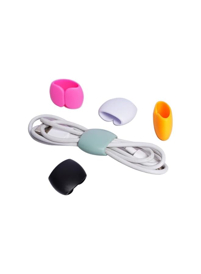 promass 25Pcs Reusable Silicone Cord Organizer, Headphone Earphone Cable Organizer Cord Management Wrap Winder Headphone Cable Winder, Phone Charger Wire Clips for Business Travel Colors Random - Image 2