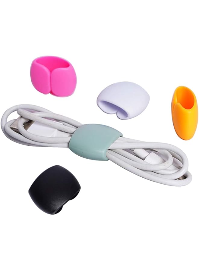 promass 25Pcs Reusable Silicone Cord Organizer, Headphone Earphone Cable Organizer Cord Management Wrap Winder Headphone Cable Winder, Phone Charger Wire Clips for Business Travel Colors Random - Image 1