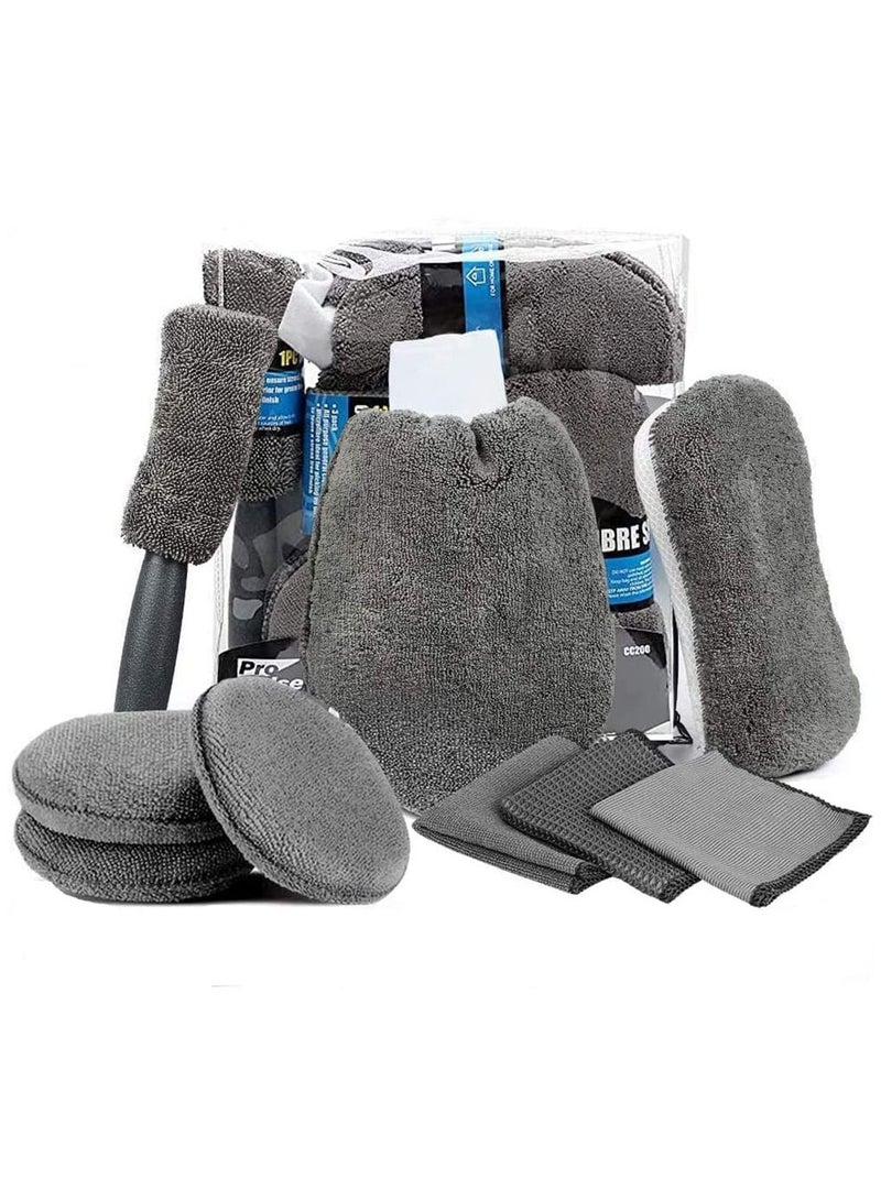 Arabest 9 Pcs Car Care Car Cleaning Kit with Soft Microfiber Cloth Towels,Wash Mitt Sponge, Automotive Detail Brushes - Image 1