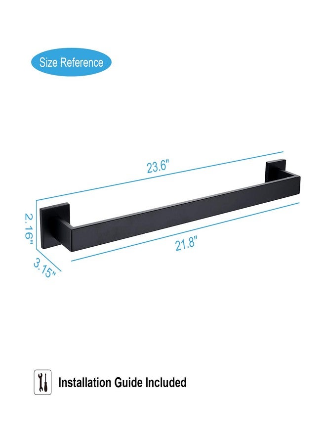 TASTOS 23.6 Inch Black Single Towel Bar Rack, SUS 304 Stainless Steel Bathroom Towel Bar Heavy Duty Towel Holder Kitchen Towel Rod, Wall Mount with Screws Towel Bar Rod Matte Black Finish - Image 4