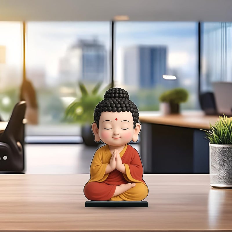 KLAYBOX Little Buddha Idol 5 Inch | 2D Acrylic Miniature Statue | Small Buddha Figurine for Home Decor, Meditation Room, Office Desk, Car Dashboard, Spiritual Gift - Image 3