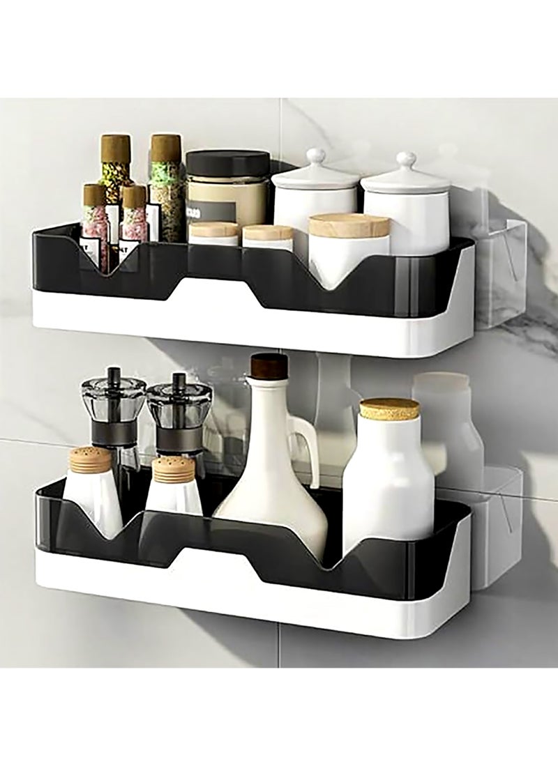 EnvoMart - Bathroom Shelf Pack of 2 - No Drilling Caddy Adhesive Shower Shelf for Bathroom Storage Wall Mounted Stainless Steel Floating Corner Shower Organizer for Bathroom - Storage Rack for Bathroom - Image 1