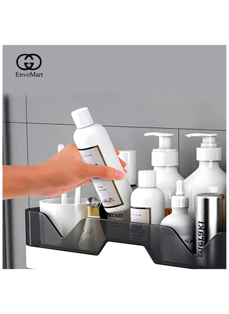 EnvoMart - Bathroom Shelf Pack of 2 - No Drilling Caddy Adhesive Shower Shelf for Bathroom Storage Wall Mounted Stainless Steel Floating Corner Shower Organizer for Bathroom - Storage Rack for Bathroom - Image 1