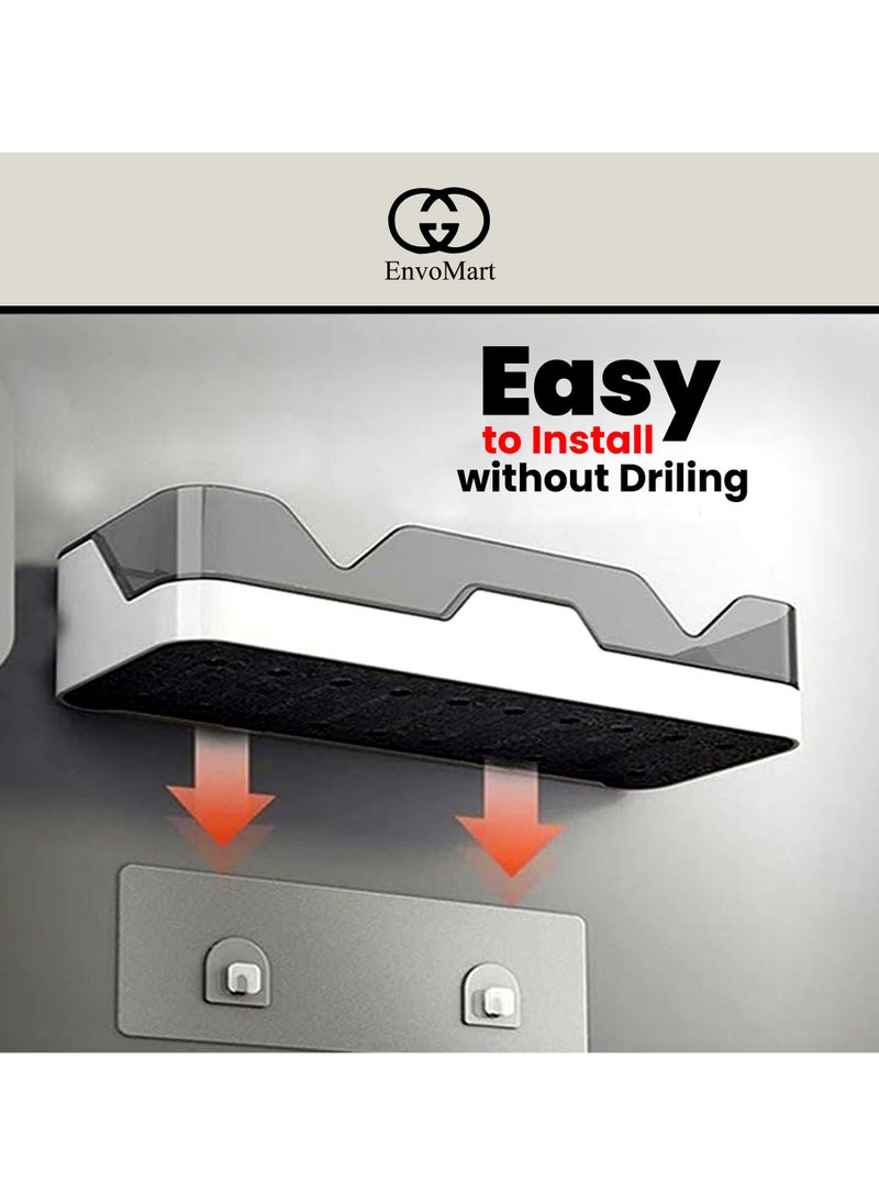 EnvoMart - Bathroom Shelf Pack of 2 - No Drilling Caddy Adhesive Shower Shelf for Bathroom Storage Wall Mounted Stainless Steel Floating Corner Shower Organizer for Bathroom - Storage Rack for Bathroom - Image 1