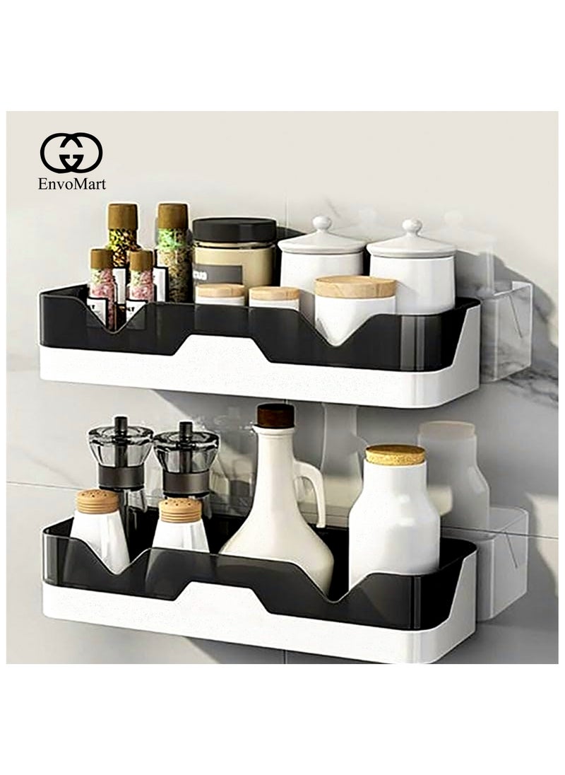 EnvoMart - Bathroom Shelf Pack of 2 - No Drilling Caddy Adhesive Shower Shelf for Bathroom Storage Wall Mounted Stainless Steel Floating Corner Shower Organizer for Bathroom - Storage Rack for Bathroom - Image 1