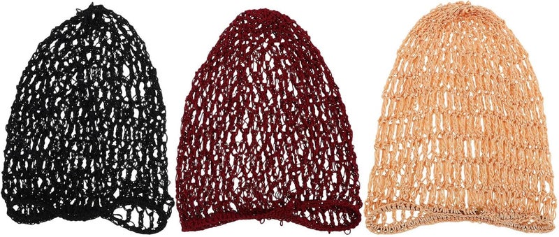 SHOWERORO 3pcs Mesh Hair Net: Rayon Knit Snood Women Crocheted Sleep Crochet Hair Wraps Cap Cover Ornament for Sleeping Nets Snoods for Women Multi - Image 1