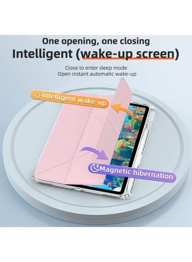 eGreen99 for Samsung Galaxy Tab A11 / A9 8.7 inch Case Cover, Deformable 3+Y-Shaped Design, Multi Angle, Tpu Soft Leather Tablet Cover, Automatic Wake-Up/Sleep,Powder - Image 3