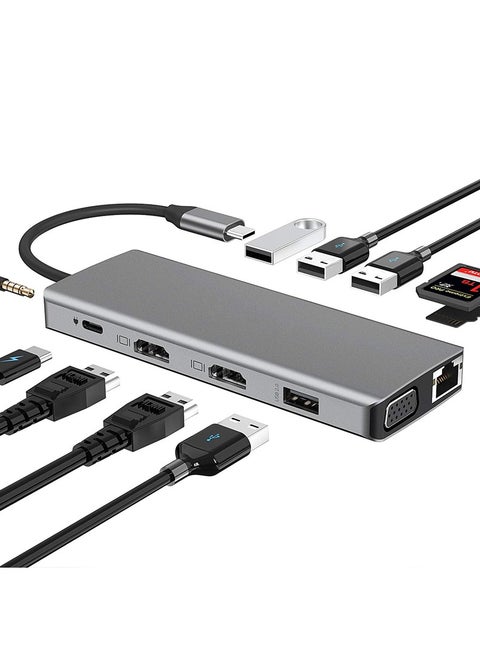 12 in 1 Type C To HDMI Adapter USB Hub