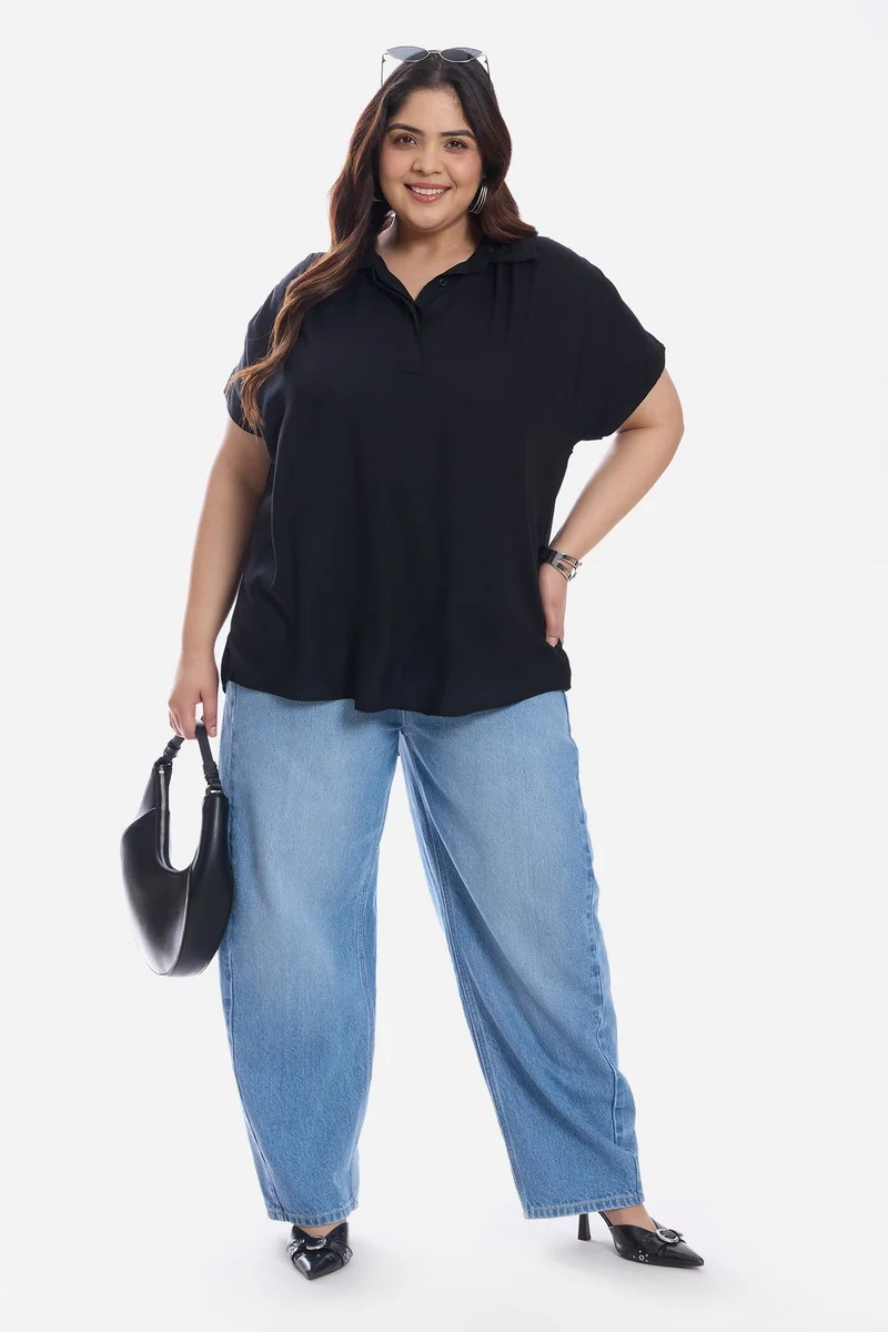Virgio Solid Viscose Popover Oversized Plus Size Shirt for Women