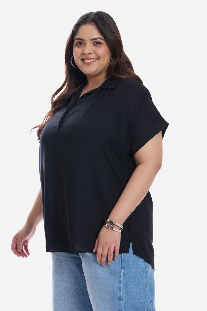 فيرجيو Solid Viscose Popover Oversized Plus Size Shirt for Women